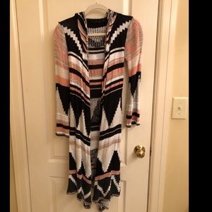 Cardigan sweater with hood